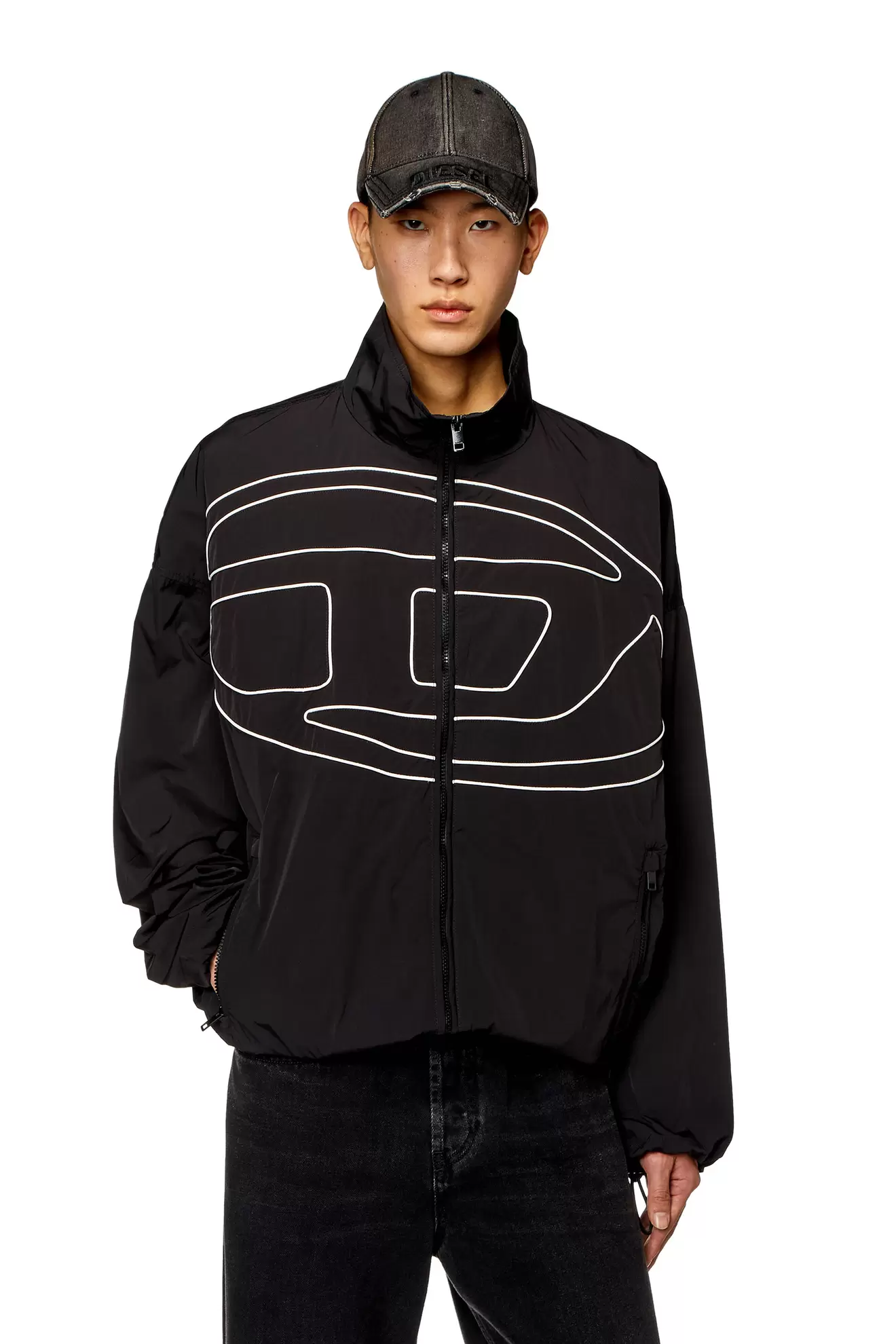 Sudadera con capucha y cremallera, con estampado veteado del logotipo