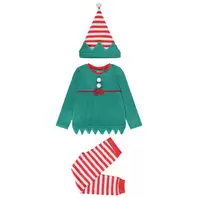 Conjunto de pijama lúdico de 3 piezas de duende de Navidad para niña