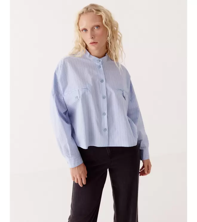 CAMISA AMPLIA RAYADA CUELLO MAO