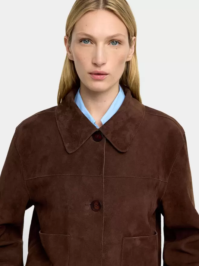Leather jacket with buttons