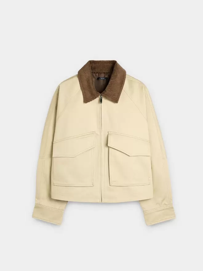 Jacket with contrast collar 100% cotton