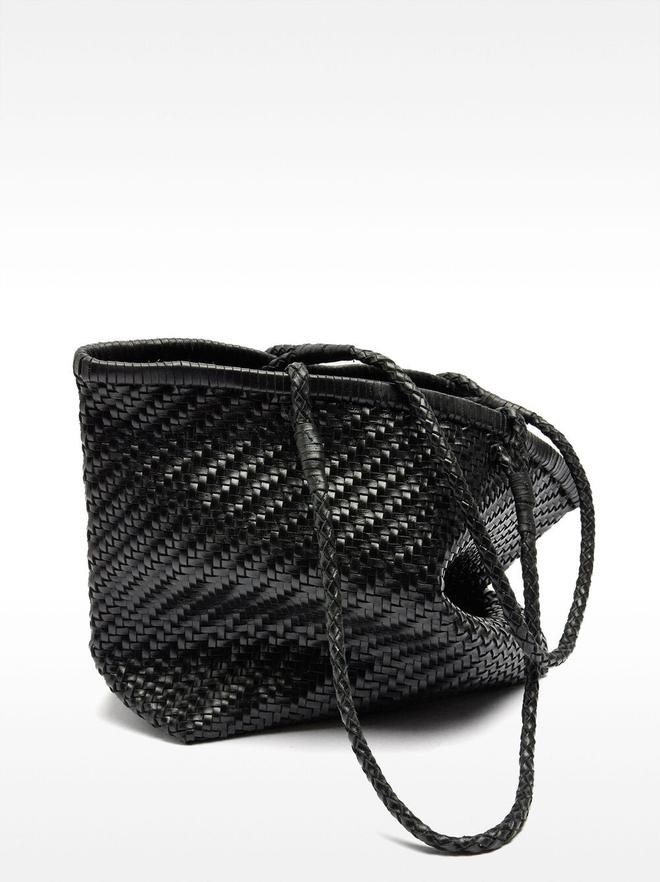 Woven leather shopper bag
