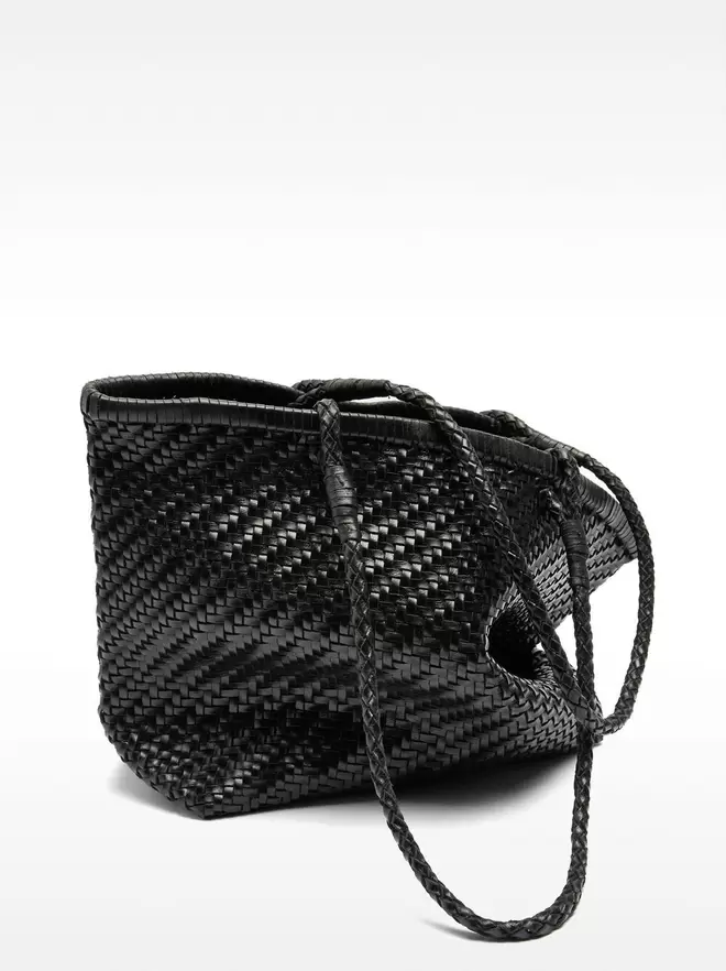 Woven leather shopper bag