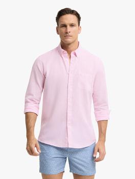 CAMISA LINO BOLSILLO ROSA