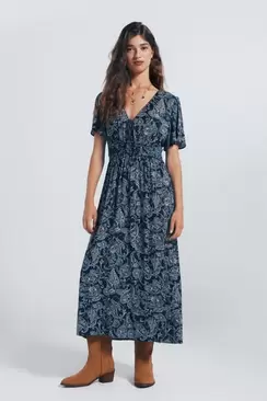 Vestido midi trenzas cintura