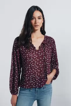 Blusa fluida lace insertado