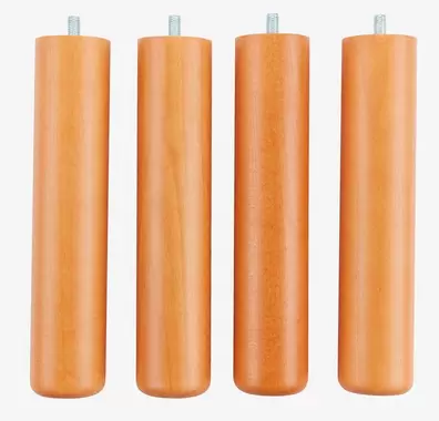 Patas de cama Ø4,5xA25 de haya 4 unidades