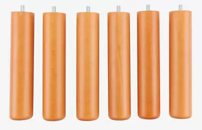 Patas de cama Ø4,5xA25 de haya 6 unidades