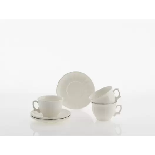 Set de 6 tazas de desayuno con platillos colección Imperio Blanca