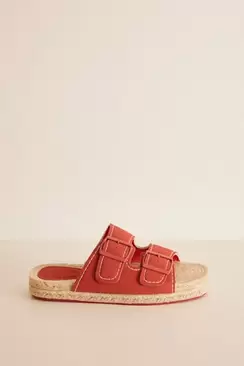 Sandalias yute naranja hebillas