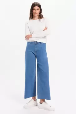 Jeans culotte tiro alto