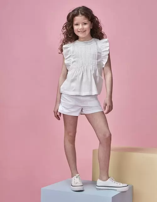 Blusa con volantes blanco