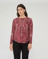 JERSEY ESTAMPADO PAISLEY GRANATE
