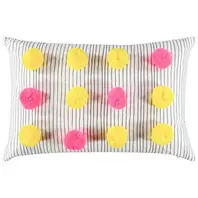 Cojín decorativo con pompones de colores flúor