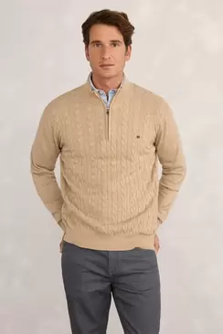 Cardigan Half Zipper Logo