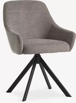 Silla de comedor ROSTRUP giratoria tela arena/negro