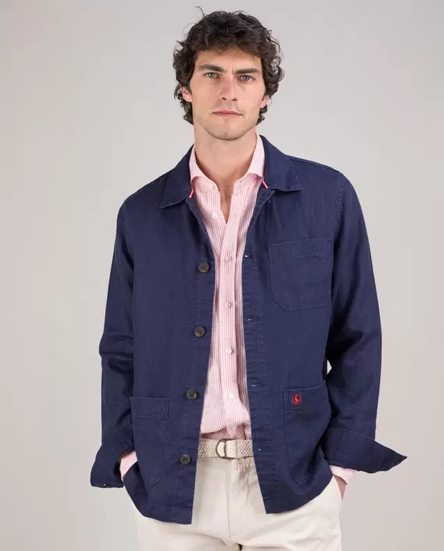 Sobrecamisa Lino Garment Dyed Marino