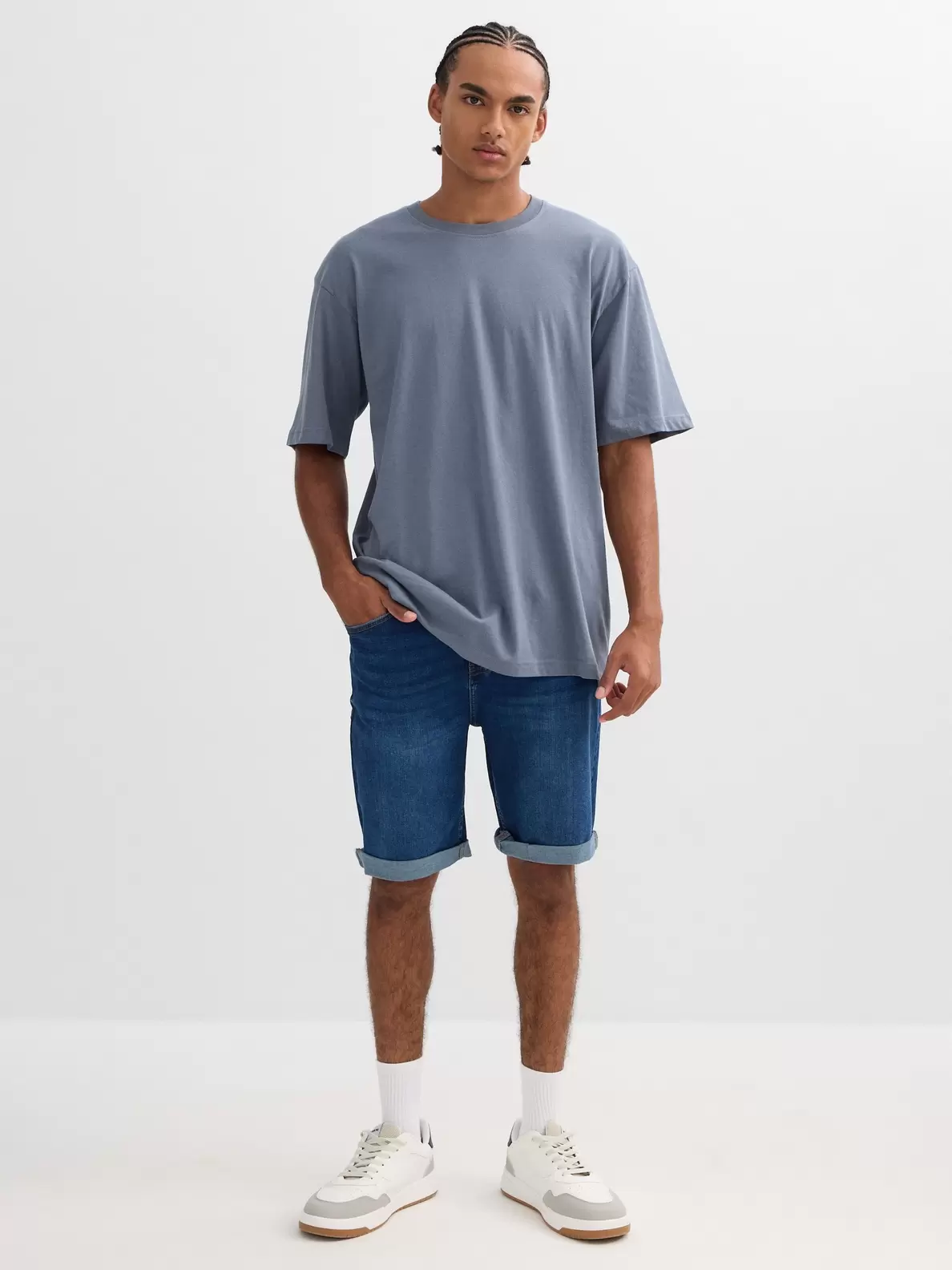 Bermudas denim slim azul...