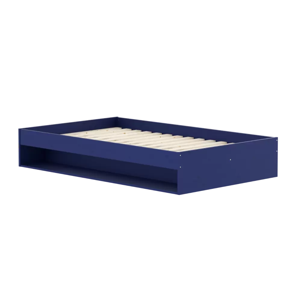 Double Bed with Shelf, 120x200 cm, Blue/Pine