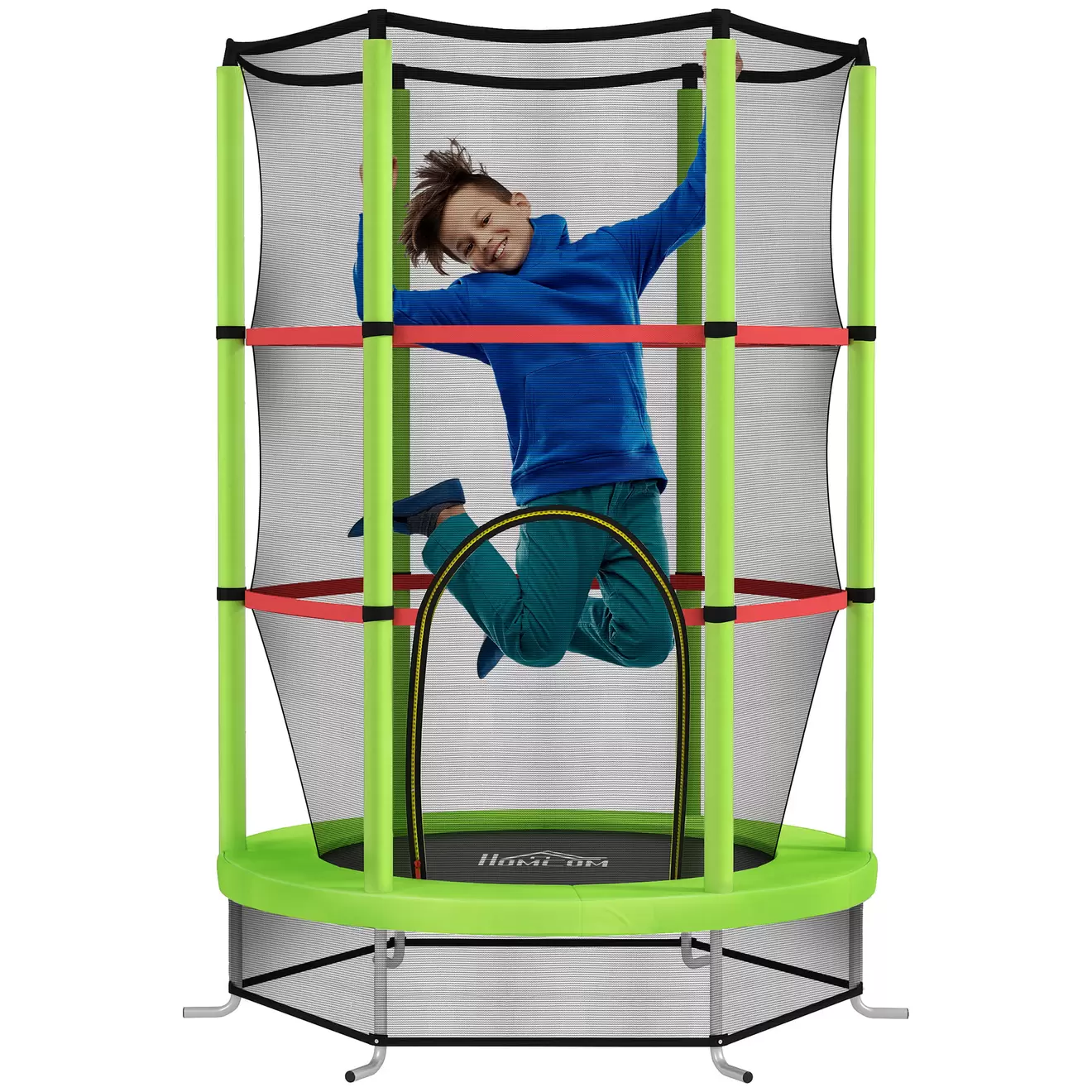 Cama elástica Bari Homcom entrada con cremallera multicolor Ø140x190 cm