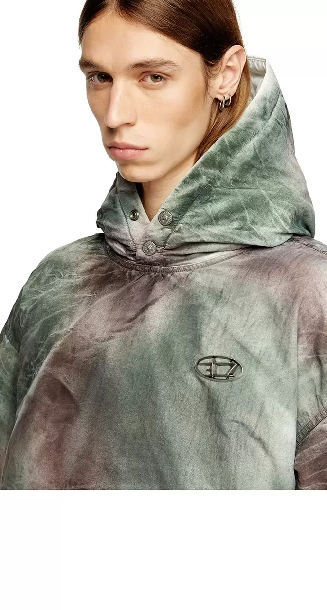 Chaqueta acolchada con capucha en nylon de camuflaje