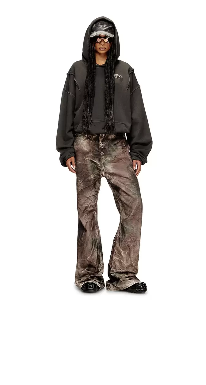 Pantalones en lona camuflaje arrugada