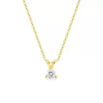 Collar de oro amarillo 9K con diamante creado 0,15 ct F-VS