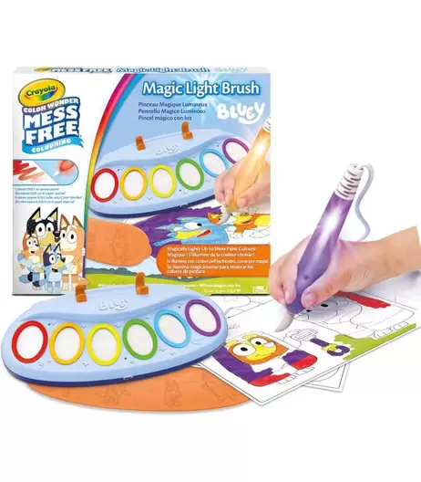 COLOREA SIN MANCHAR BLUEY MAGIC LIGHT BRUSH DE CRAYOLA