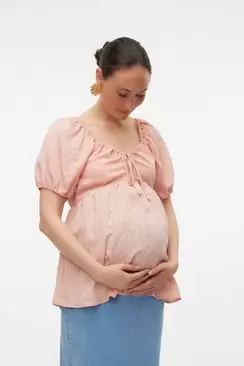 Top de manga corta abullonada maternity y lactancia