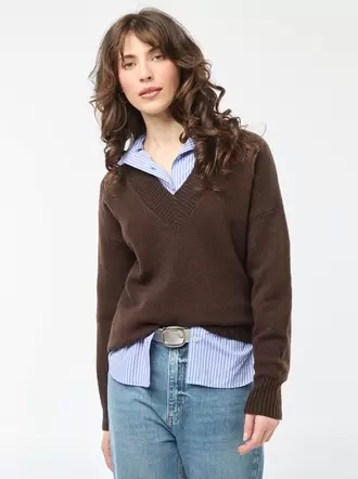 Jersey de punto liso con cuello en V