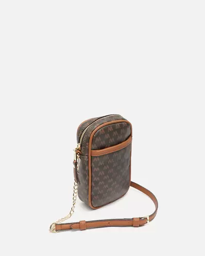 Bolso bandolera mini para móvil con estampado monogram