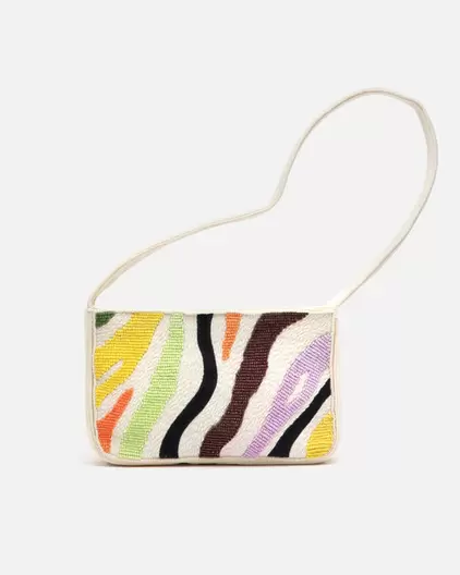 Bolso de hombro con abalorios