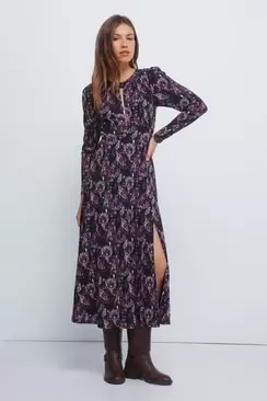 Vestido midi escote choker estampado
