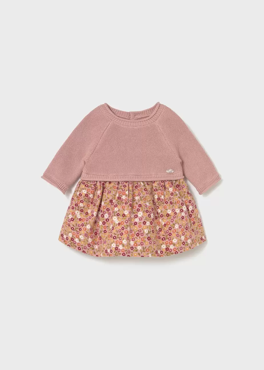 Vestido tricot y plana recién nacida