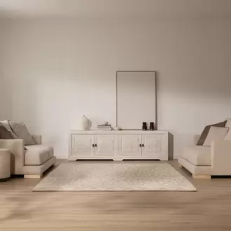 Oblak mueble tv de 200 cm de madera maciza de araucaria blanco shabby