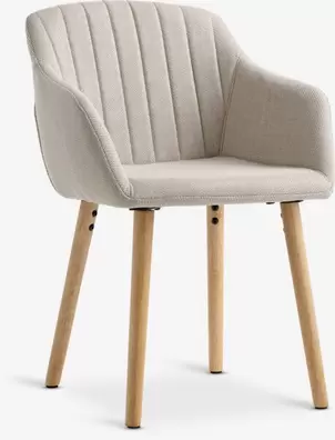 Silla de comedor ADSLEV tela beis/color roble natural