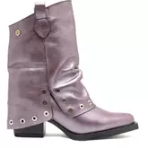 Botas cowboy de piel burdeos metalizado florence porronet