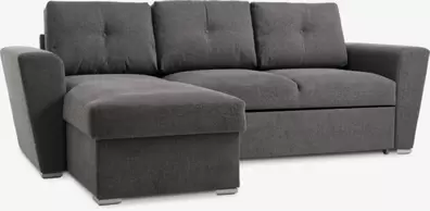 Sofá cama con chaise longue VEJLBY tela gris oscuro