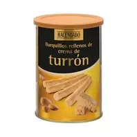 Barquillos rellenos de crema turrón Hacendado