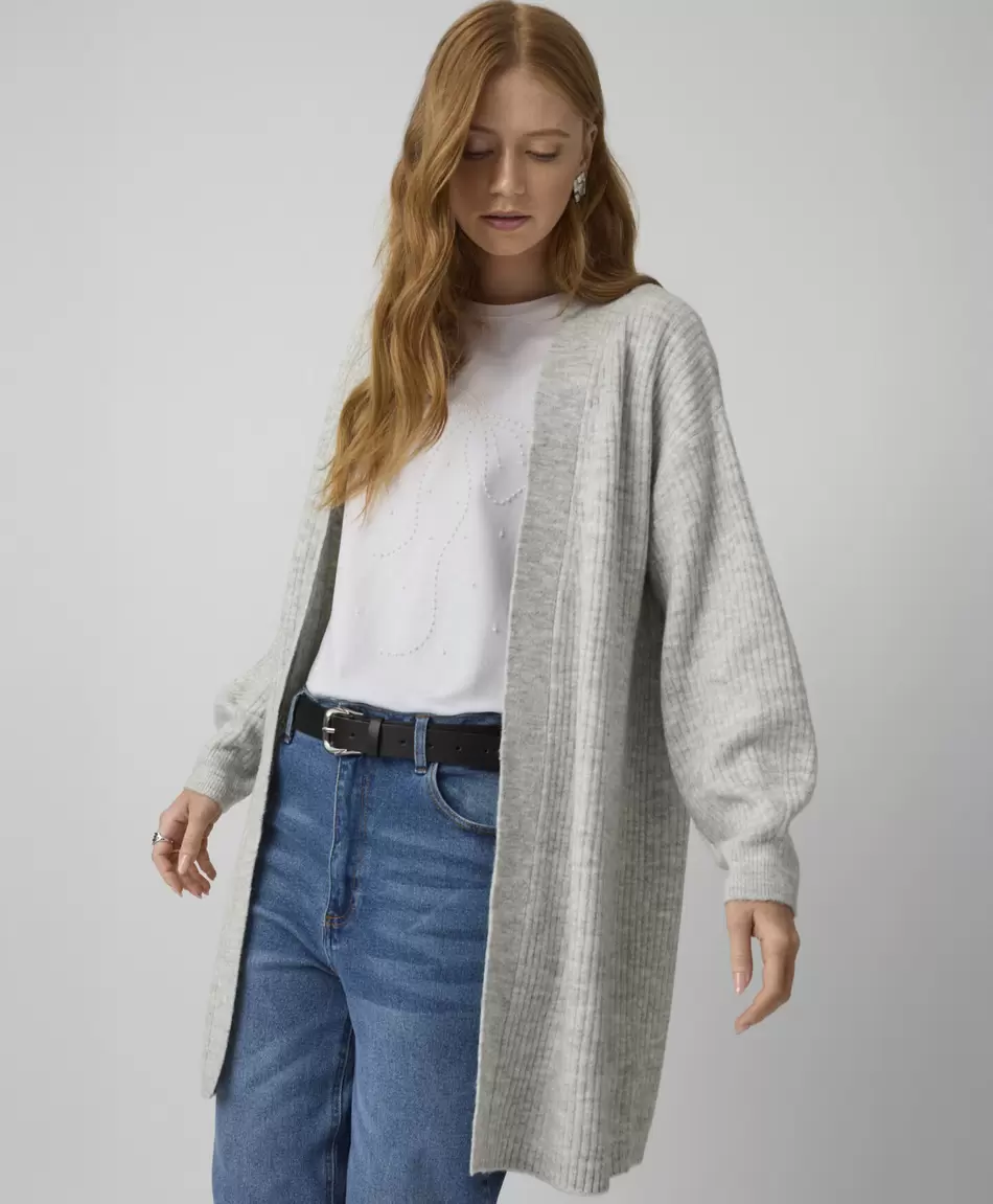 Cárdigan largo gris