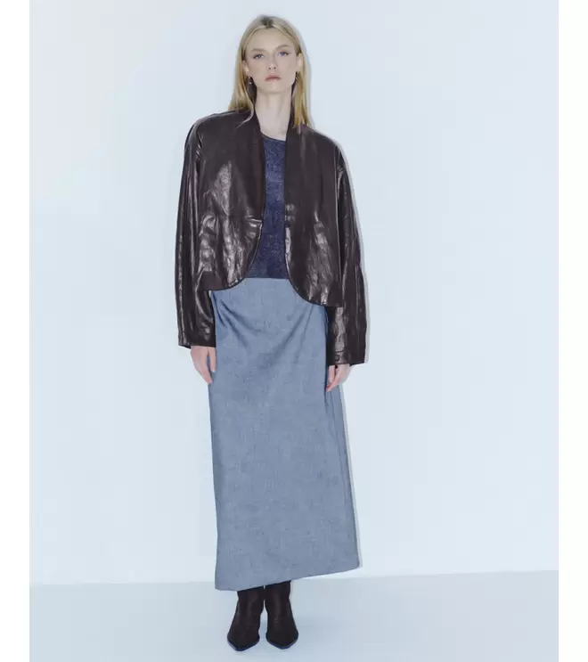 CAZADORA OVERSIZE CROP EFECTO PIEL