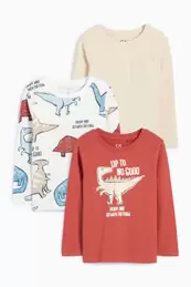 Paquet de 3 - dinosaures - samarreta de mànigues llargues