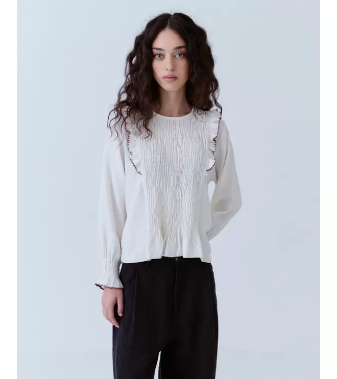 BLUSA VOLANTES NIDO DE ABEJA