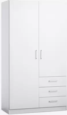 Armario FANDRUP 97x176 2 puertas 3 cajones blanco