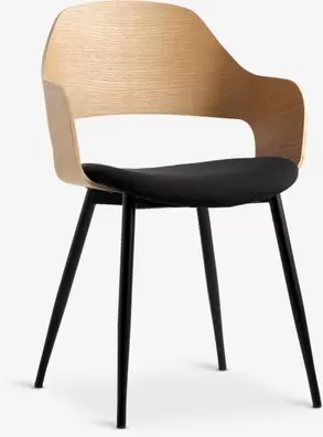 Silla de comedor HVIDOVRE roble natural/tela negro