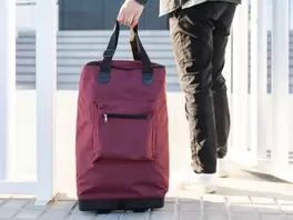 Maleta plegable de 2 ruedas burdeos