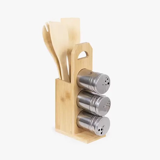 SET 7 PIEZAS BAMBÚ SOPORTE, PALAS Y ESPECIEROS