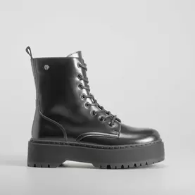 Botín militar plataforma negro NYC