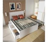 Cama nido ALPHA 140x190cm 2 cajones 1 mesita y cama blanco