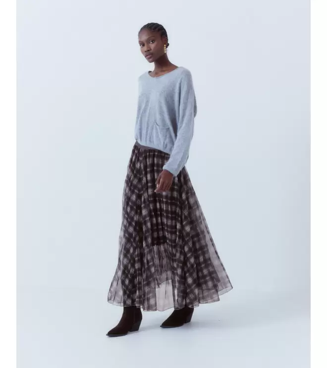 FALDA LARGA CUADROS TUL